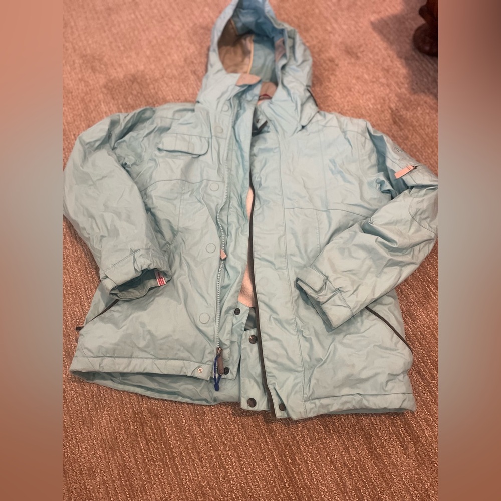 Light Blue Puffy Hooded Jacket
